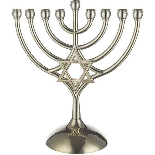 חנוכייה קטנה ממתכת עם מגן דוד לנרות – 19 ס"מ