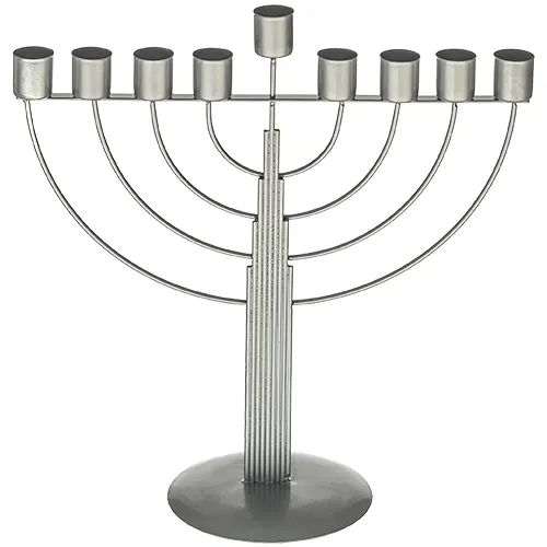 חנוכיית חוטים חצי עגולה לשמן – 30 ס"מ (מוכסף / שחור)